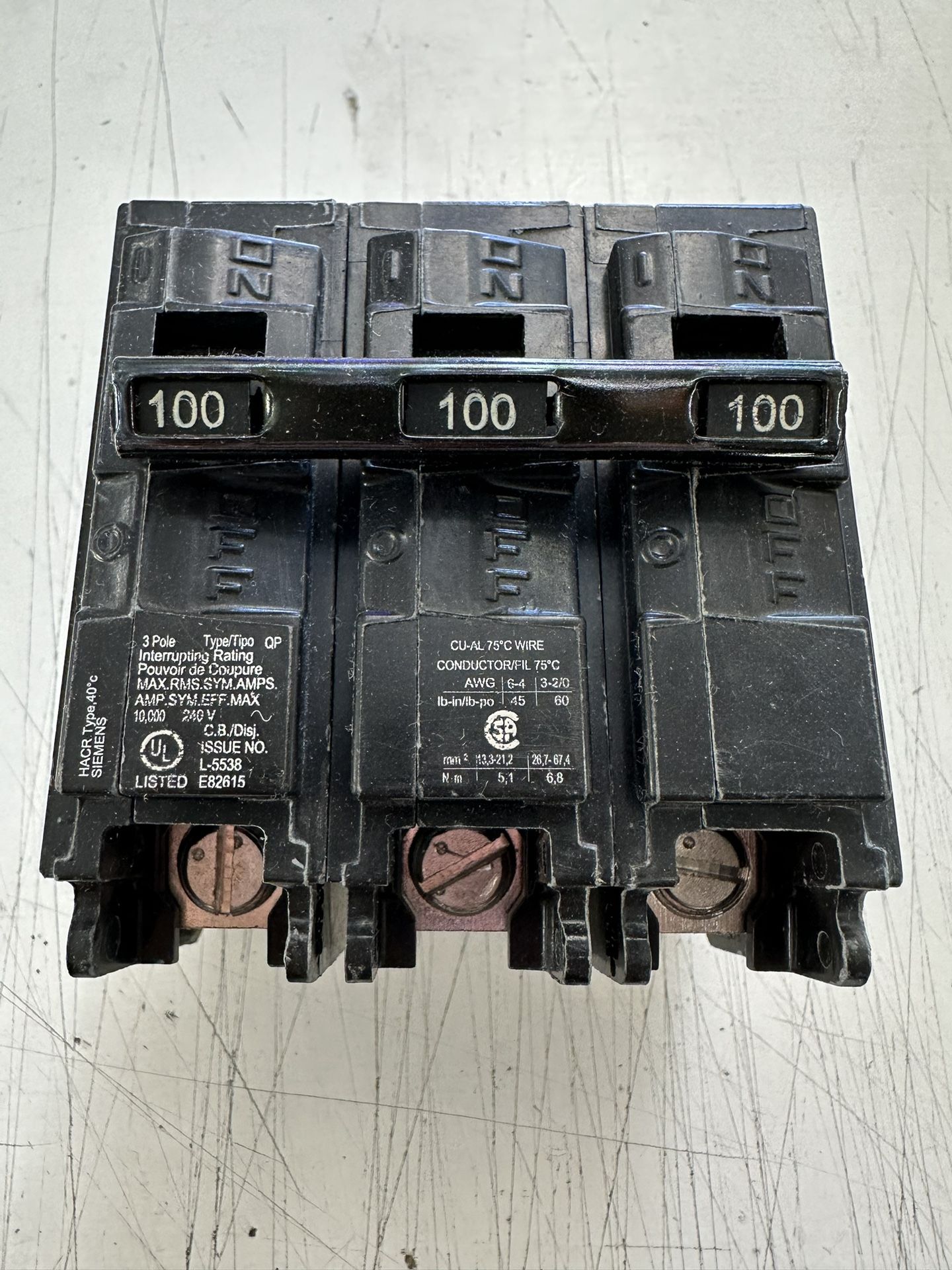 Q3100 Siemens 100A 3 Pole Breaker