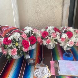 Fresh Roses Carnations Baby Breath Arrangements