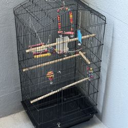 Birds Cage With Accessories And Some Seeds