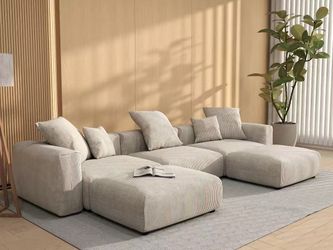 ❤️‍🔥 Sectional Couch with 5 Pillows, （L shaped )