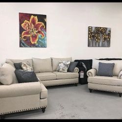 Rosalie Linen Sectional⭐️ Sofa&Loveseat⭐️ Brand New⭐️ Fast Delivery 🚚  Financing Options