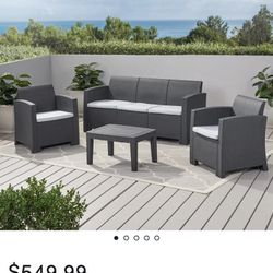5 - Person Outdoor Seating Group with Cushions. 