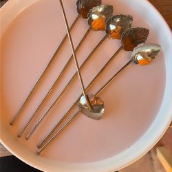Lot Of 6 Sterling silver Iced Tea Spoons Mint Julep Sip And Stir Spoons