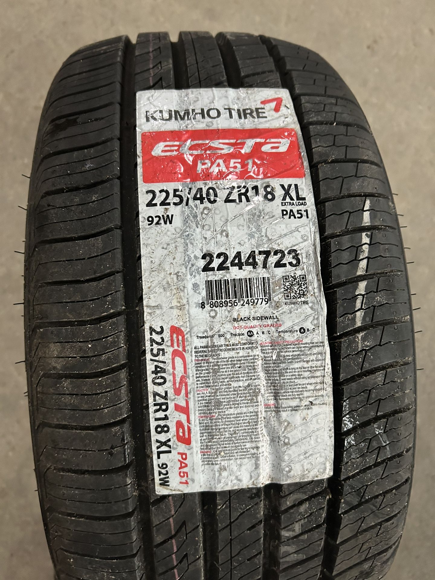 Kumho Ecsta Pa51 225/40 18 (single tire)