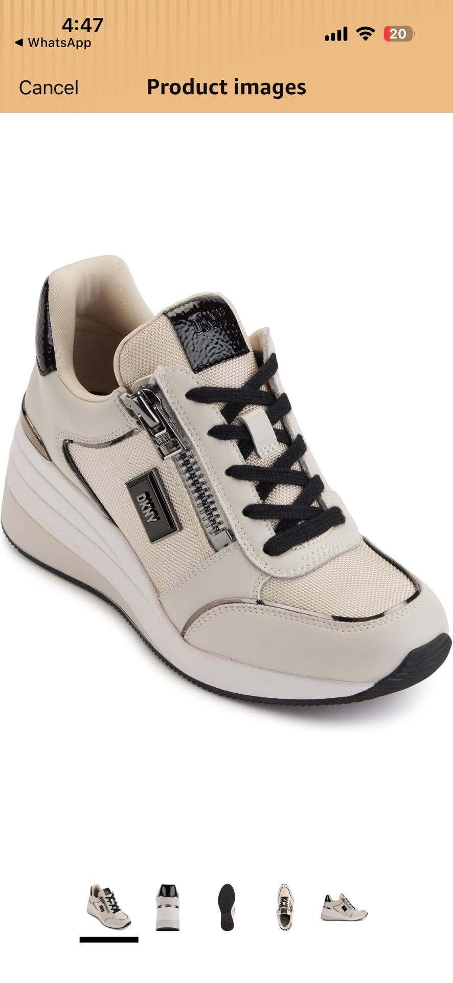 DKNY Women's Kai Lace Up Wedge Sneaker