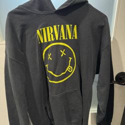  LG Vintage Nirvana Heavy Weight Pull Over Hoodie Sweatshirt Smiley face