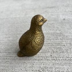 Vintage Solid Brass Quail Bird Figurine 3” Tall Small Decorative Sculpture
