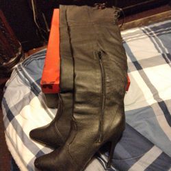 Pleaser Leather Thigh High Boots Size 10
