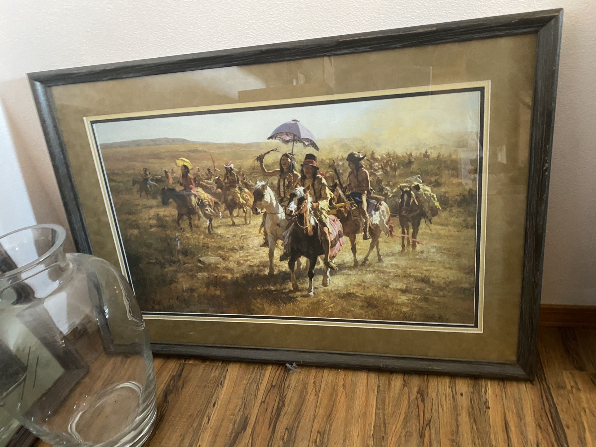 Wall Art Picture Frame Howard Terpning " Comanche Spoilers" Rare Framed