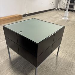  Modern Glass Top Coffee Table w/ Storage (Dark Wood, Minimalist)