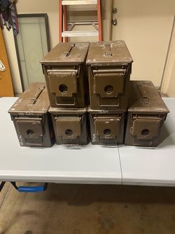 Military Surplus Metal Ammo Cans – Lot of 7
