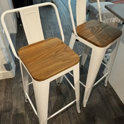 Bar Stools Pair White