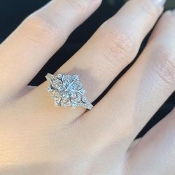 Enchanted Disney Elsa 5/8 CT. T.W. Diamond Snowflake Engagement Ring in 14K White Gold