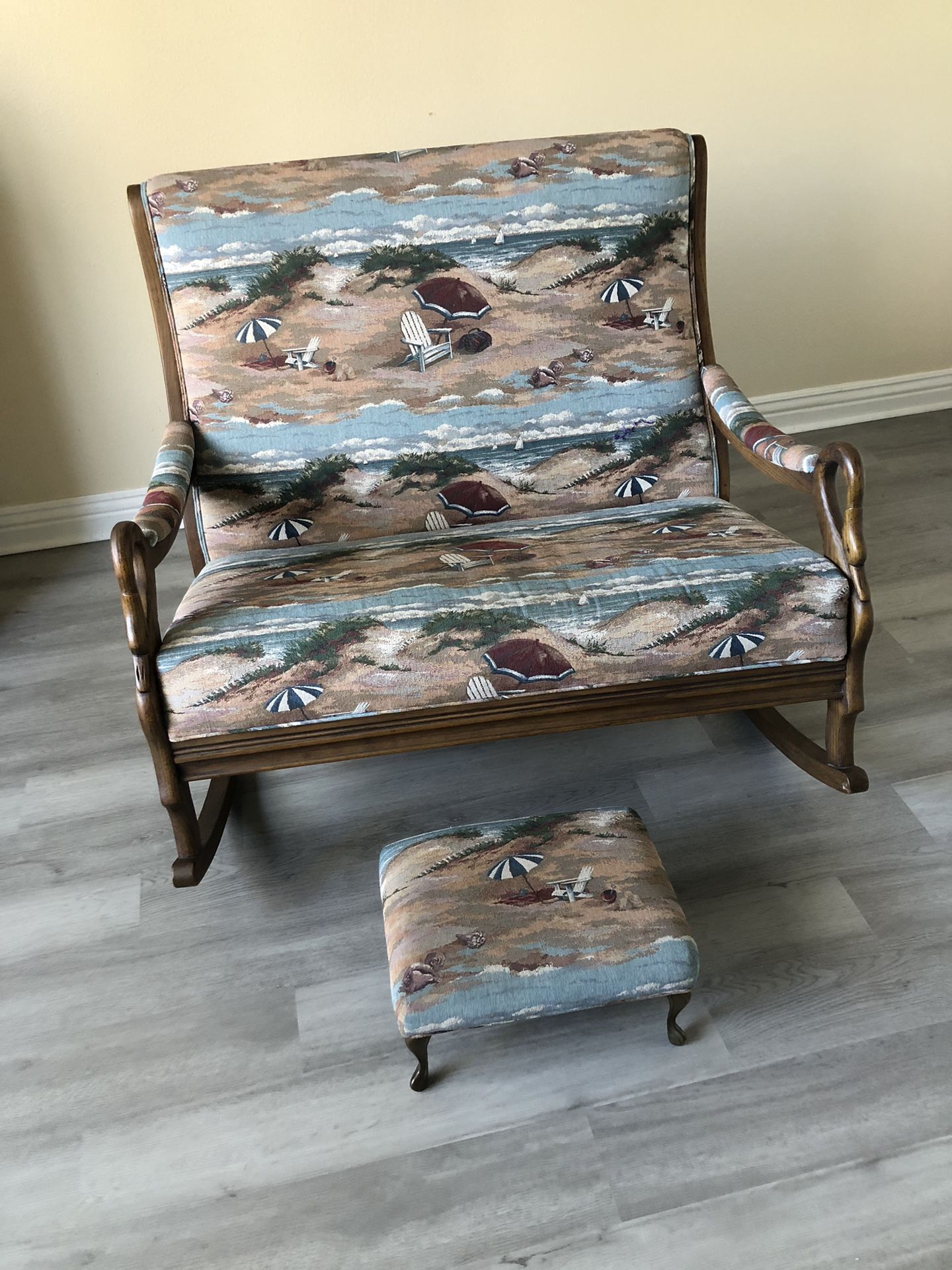 Double Rocking Chair And Footstool