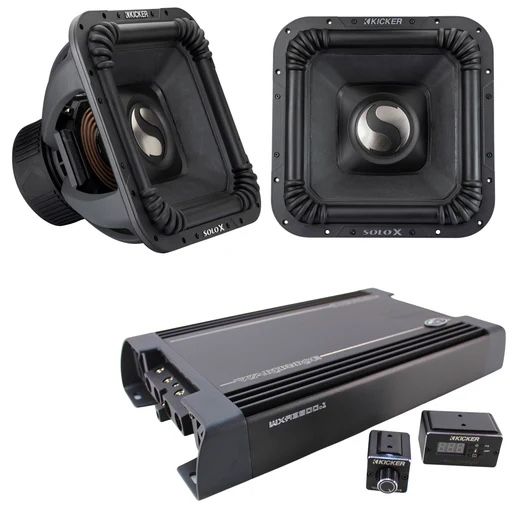 BRAND NEW 2 POWERFUL 15” Kicker SOLO X SUBWOOFERS AND KICKER WARHORSE AMP