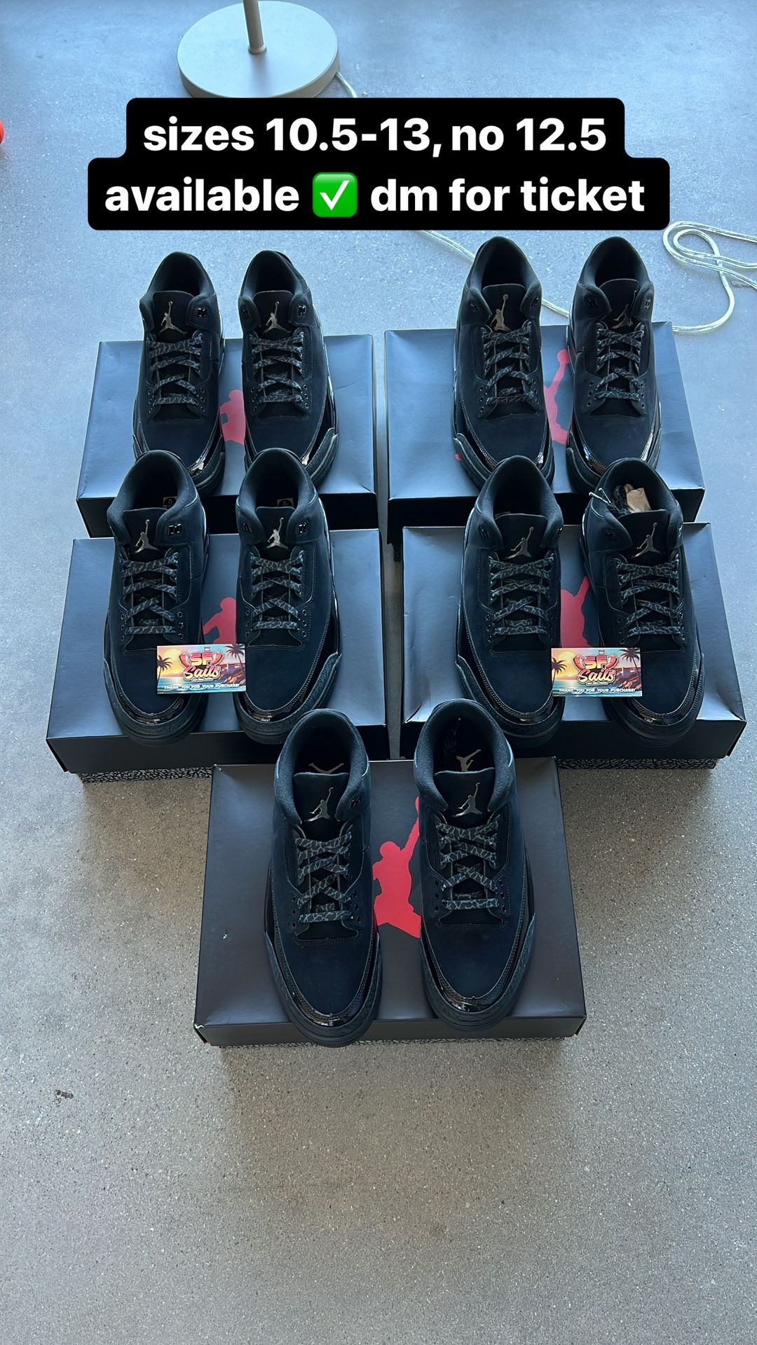 Jordan 3 “black cat” 2025 release sizes 10.5-13available