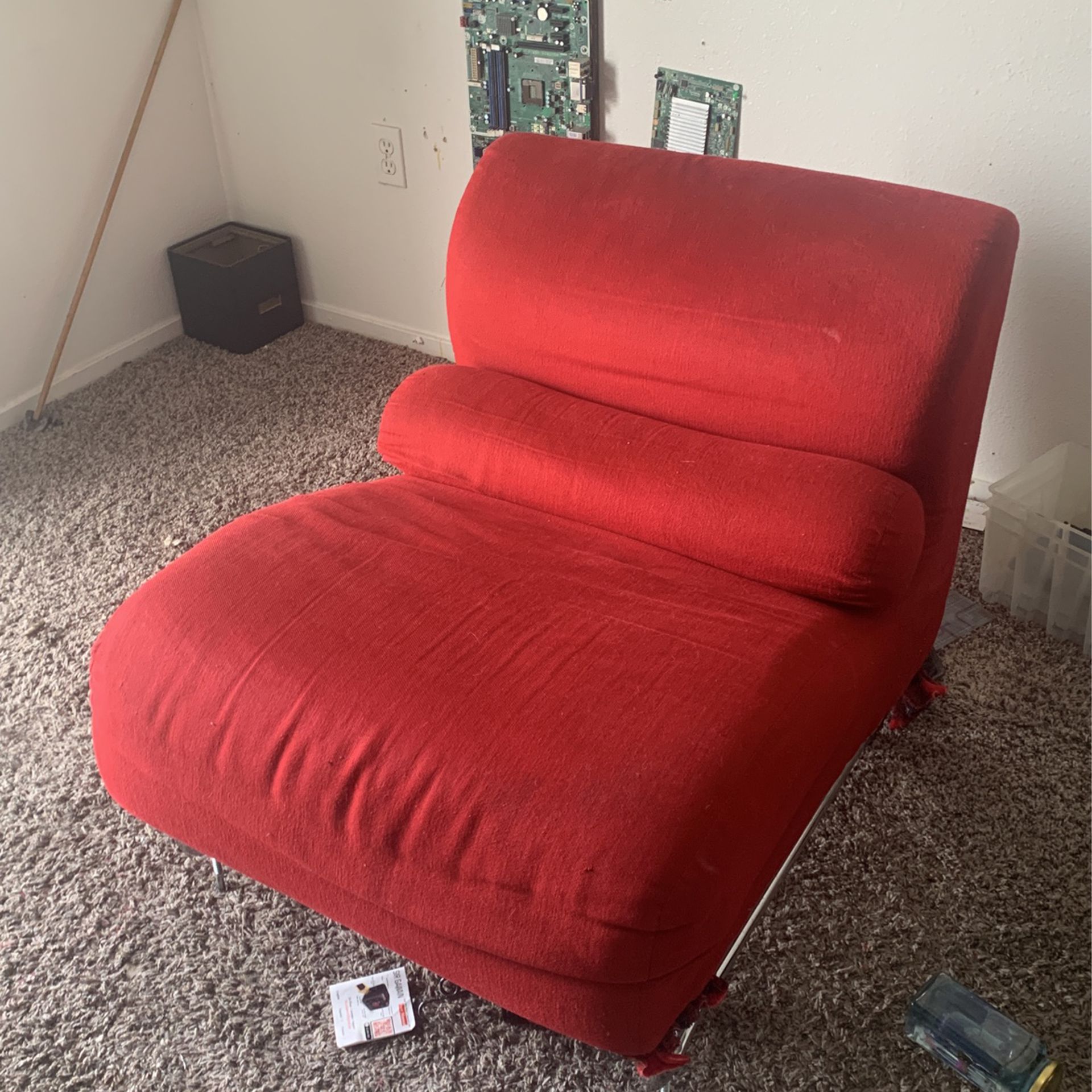 Red Armless Loveseat 