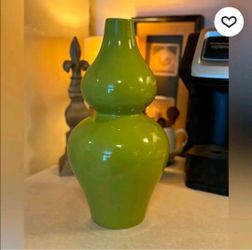 JONATHAN ADLER Double Gourd Pottery Vase in lime green.