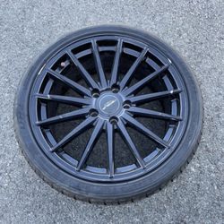 1 Only - 255/35zr18 5x120 5x4.72 Bmw Chevy Camaro Wheel Rim Good Treads Tire!!!!