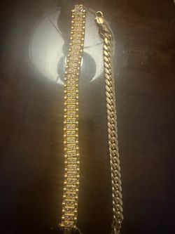 Macys Silver plated with 18 k with diamonds