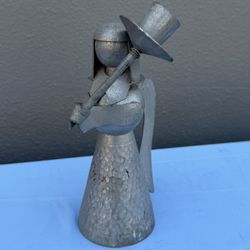 Pewter Angel Figurine Candle Holder Collectible Metalware