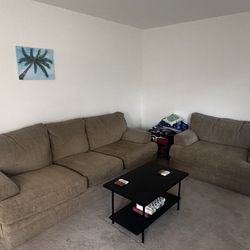Beige Couch And Armchair Set