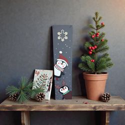 Hand Painted Winter Wood Sign