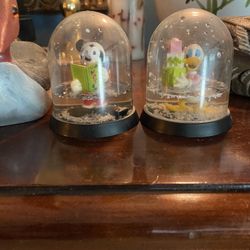 Vintage and Collectable Disney World Mickey Mouse and Donald Duck Holiday Snow Globes