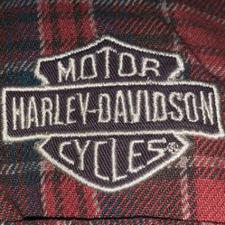 XL Red Flannel Harley Davidson Button Up Heavy Duty Jacket