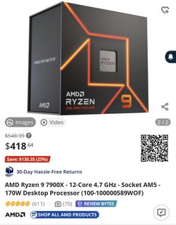 AMD Ryzen 9 7900X - 12-Core 4.7 GHz - Socket AM5 - 170W Desktop Processor