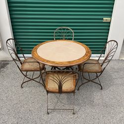 Drexel Heritage Vintage Table With 4 Cane Chairs