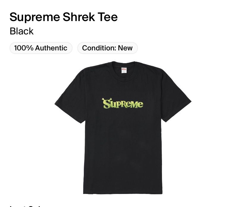 Supreme x Shrek Black T Shirt (size Large)