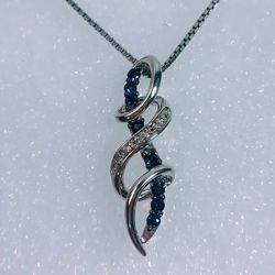 NIB Natural Tanzanite Diamond Accents Sterling Silver 9” L Necklace