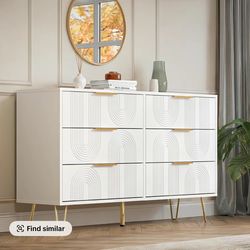 Modern White 6-Drawer dresser gold handles