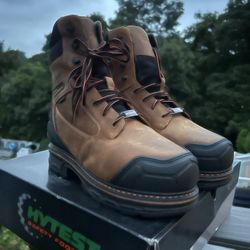 HYTEST 24041 FootRests Rival, Men's, Brown, Nano Toe, EH, Mt, WP/Insulated, 8 Inch Work Boot