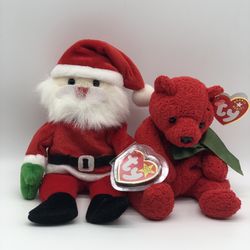 TY Beanie Babies-  Mistletoe The Bear & Santa Clause