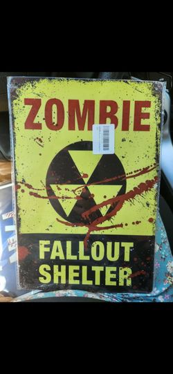 Zombie Fallout Shelter Novelty Metal Sign
