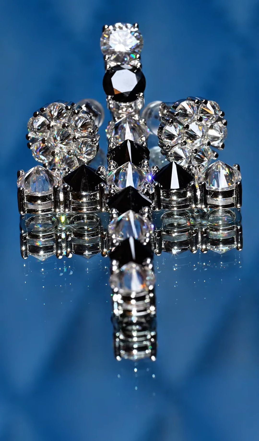 New Inverted Moissanite Cross & Earrings