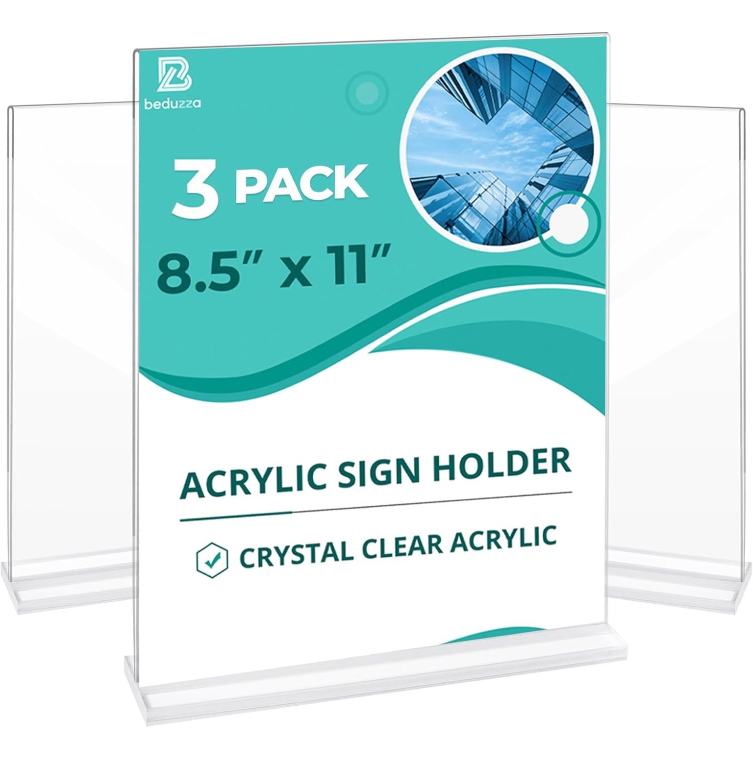 NEW — Pack of 3 Acrylic Sign Holder 8.5 x 11 Inches , Acrylic Paper Display Stand - Plastic Paper Holder for Menu Stand, Plastic Flyer Holder for Rest