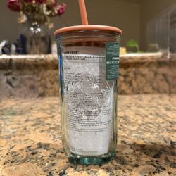 Terracotta Starbucks glass cup 