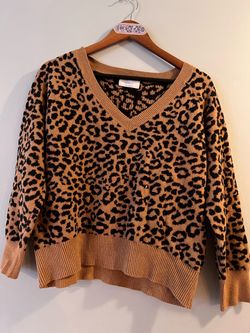 Leopard Print V-Neck Knit Sweater