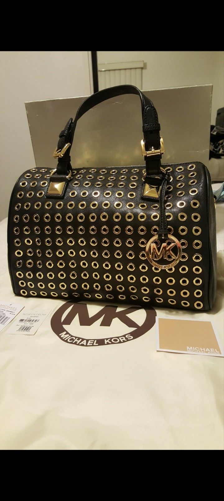 Michael Kors Black Studded Grayson Bag