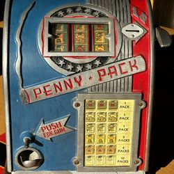 Daval Penny Pack 1c Coin Op Trade Stimulator Gum Vendor Slot Machine Vintage