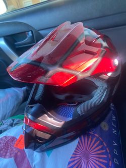 Red and Black Full-Face Motocross Helmet