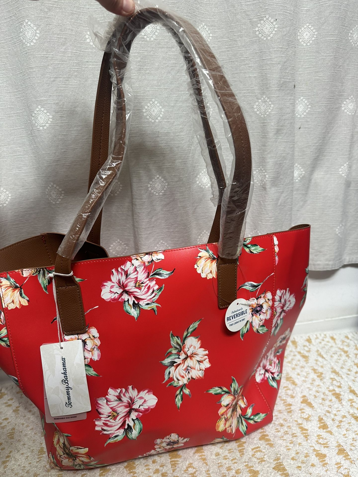 New Tommy Bahama Tote Bag 👜 Red Floral 