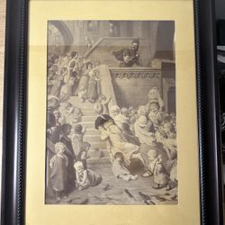 1893 THE PIED PIPER OF HAMELIN - BY HERMANN VON KAULBACH - GLASS FRAMED PRINT - 22"x28" - "PAY THE PIPER"