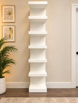 Tall decorative white shelf