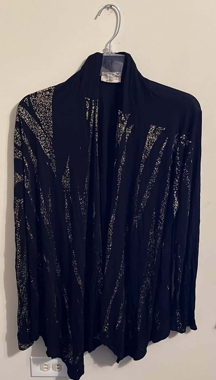 Women’s Plus Size Black/Gold Sequin Cardigan