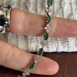 Sterling silver emerald tennis bracelet