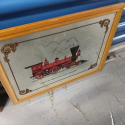 Antique  1950s  Mirrored  Engine Train Frames